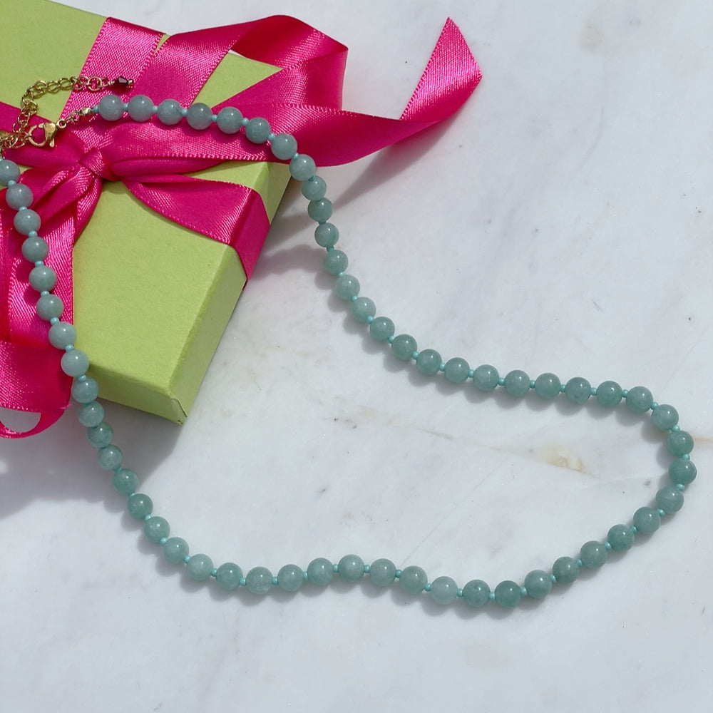 'NEW' MERMAID BLUE CANDY POPPER Beaded Necklace | Gold