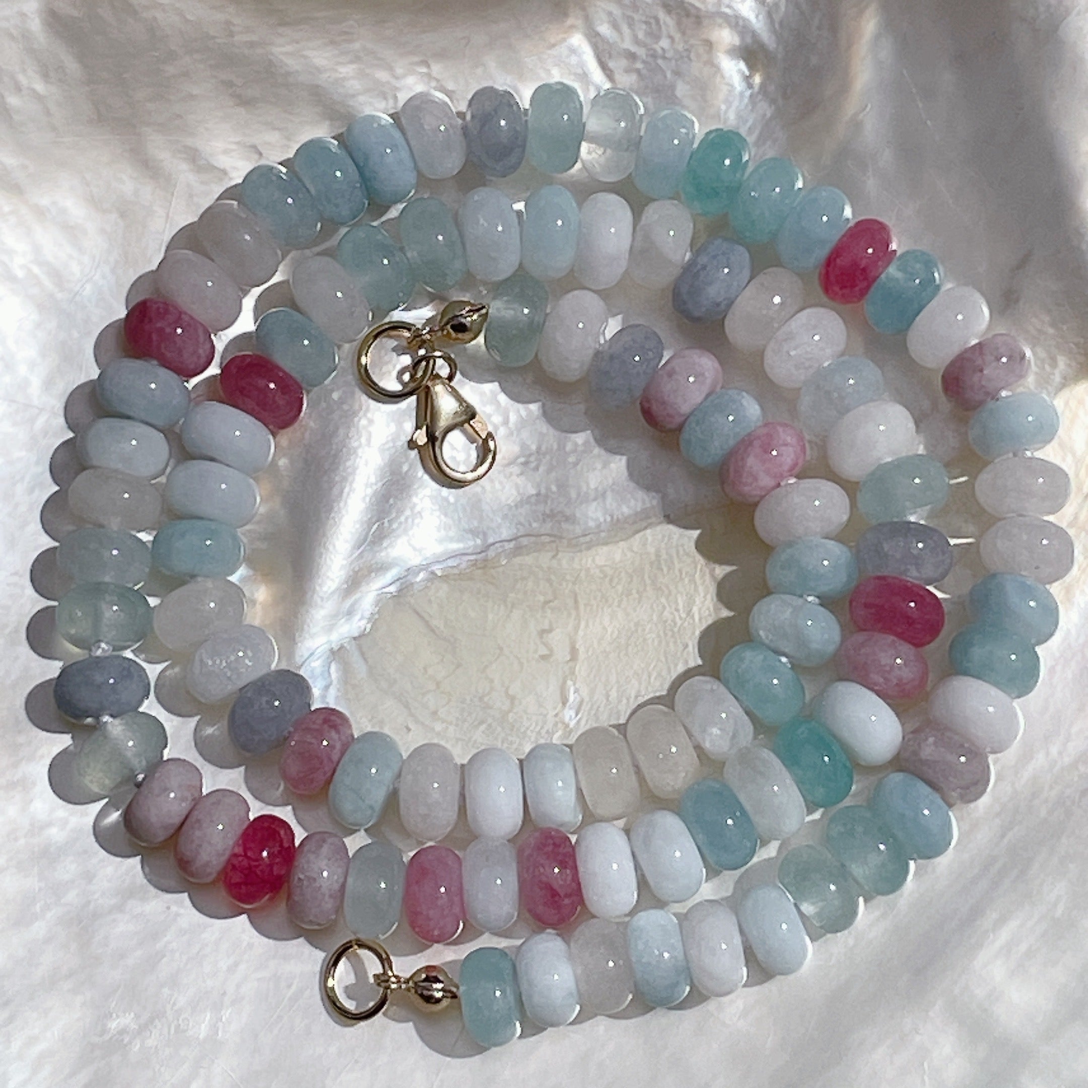 'NEW' PASTEL CANDY Beaded Gemstone Necklace | Gold | 20.5" | ONE OF A KIND