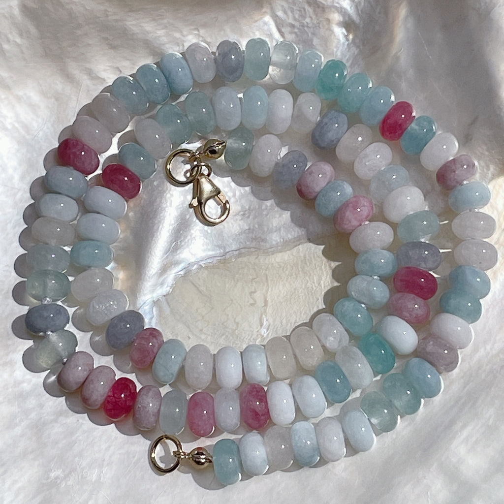 PASTEL CANDY Beaded Gemstone Necklace | Gold | 20.5" | ONE OF A KIND