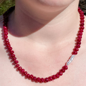 'NEW' CYPRESS Ruby & Pearl Beaded Gemstone Necklace | Gold | 20" | ONE OF A KIND