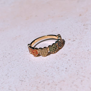 JULIETTE Paved Heart Ring | Gold/Multi Colour