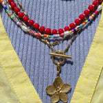 'NEW' PINK LOBSTER CANDY POPPER Beaded Necklace | Gold