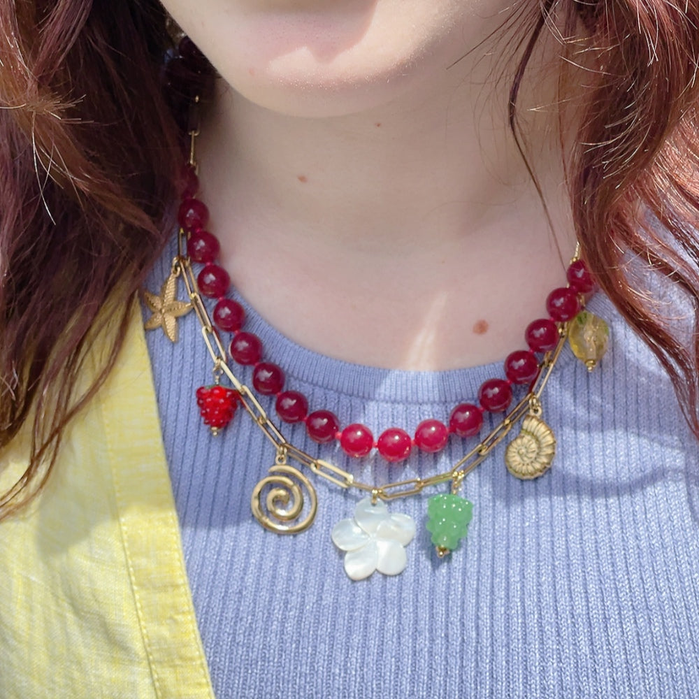 'NEW' SUMMER FRUITS Charm Necklace | Gold