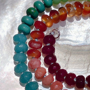 'NEW' AZTEC COLOURED Beaded Gemstone Necklace | Silver | 16" | ONE OF A KIND
