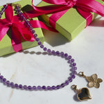 'NEW' PURPLE GRAPE CANDY POPPER Beaded Necklace | Gold