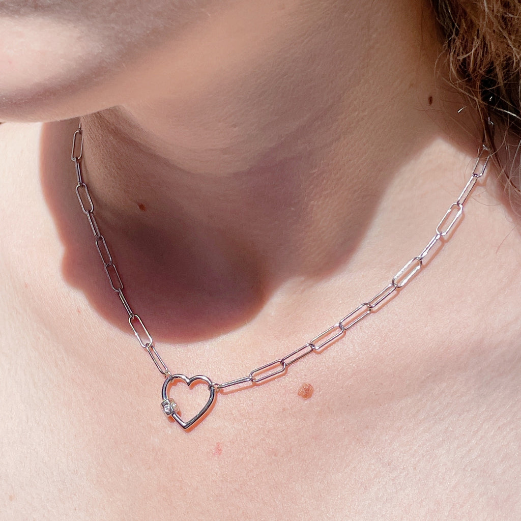 HEART PAPERCLIP Charm Chain | Silver