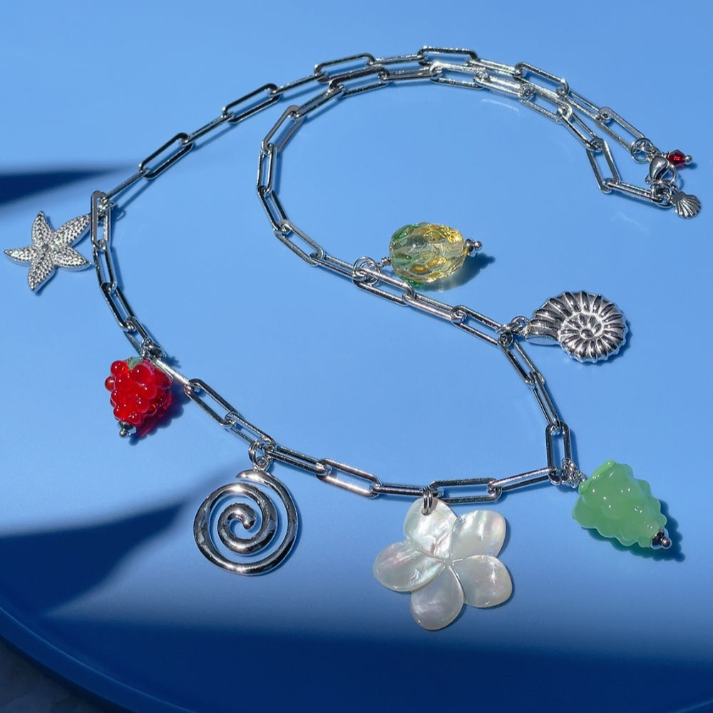 'NEW' SUMMER FRUITS Charm Necklace | Silver