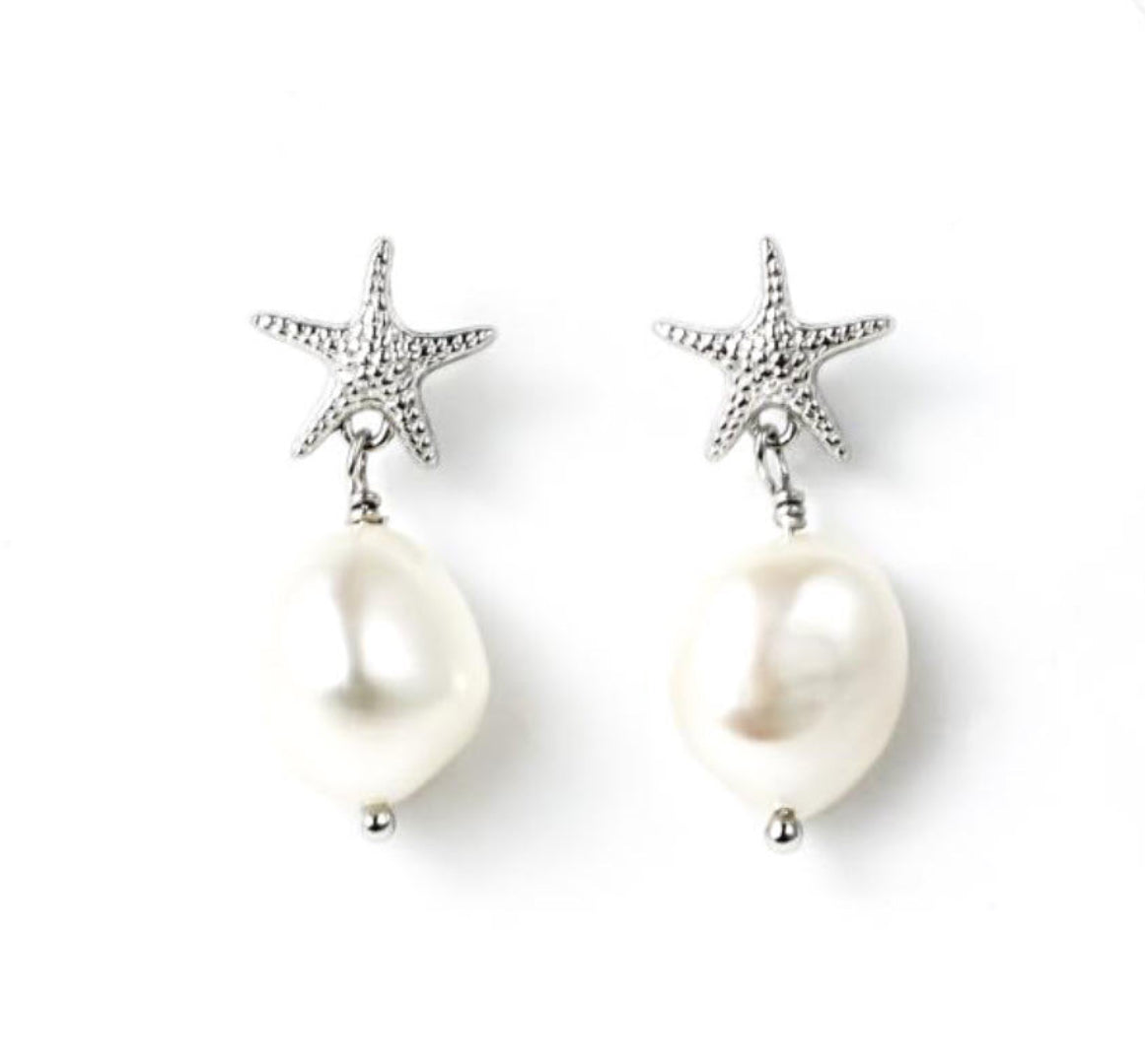 BEACHSIDE Pearl Dangle Studs | Gold & Silver