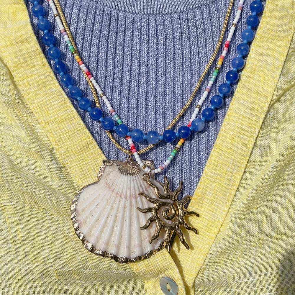 'NEW' DEEP OCEAN CANDY POPPER Beaded Necklace | Gold