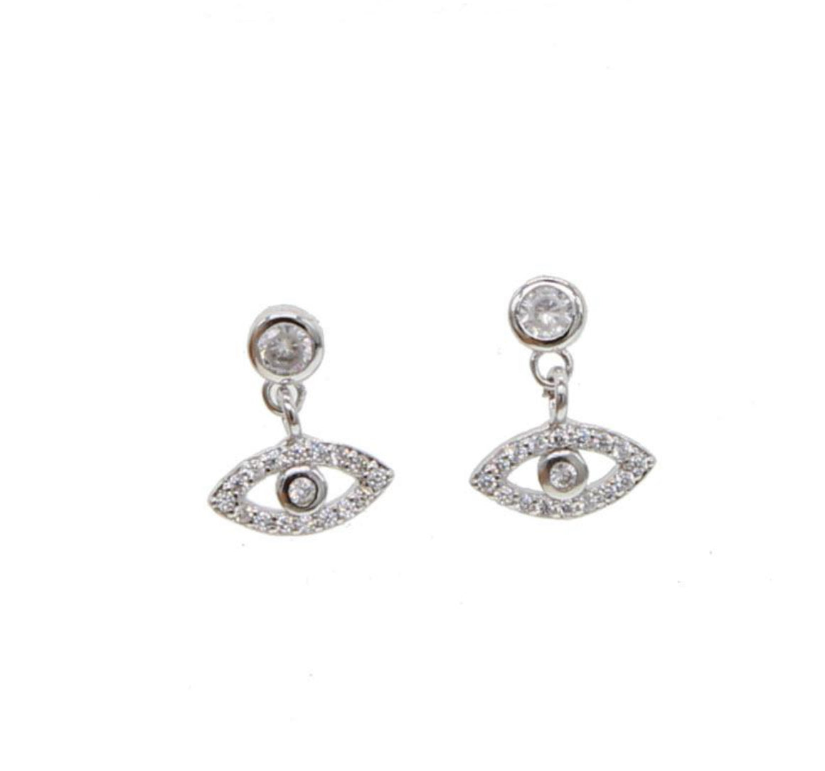 EVIL EYE Dangle Studs | Gold & Silver