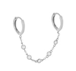 TWIN Diamond Chained Hoops | Gold & Silver