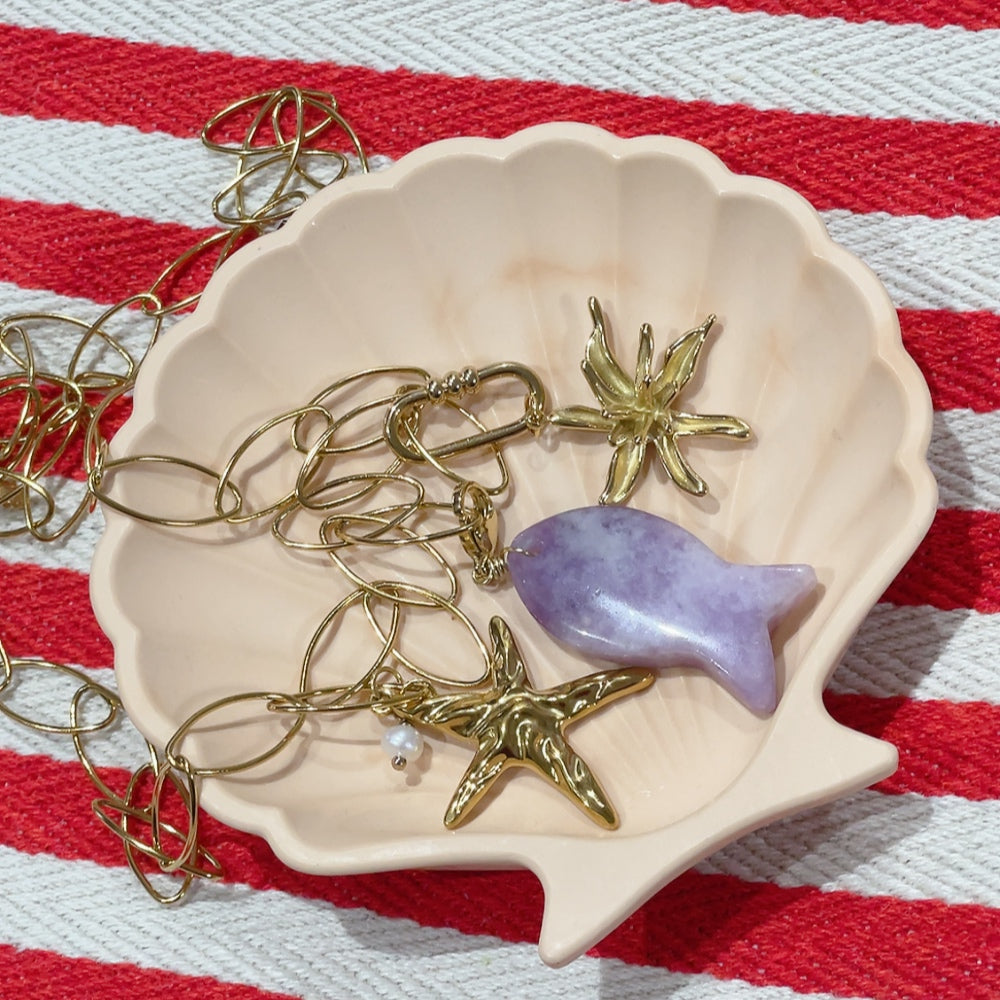 'NEW' PURPLE AMETHYST GEMSTONE FISH Charm | Gold & Silver