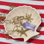 'NEW' PURPLE AMETHYST GEMSTONE FISH Charm | Gold & Silver