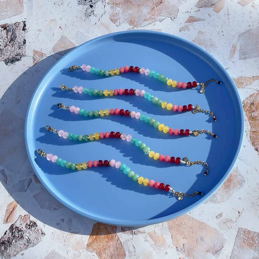 'NEW' RAINBOW CANDY Gemstone Bracelet | Gold