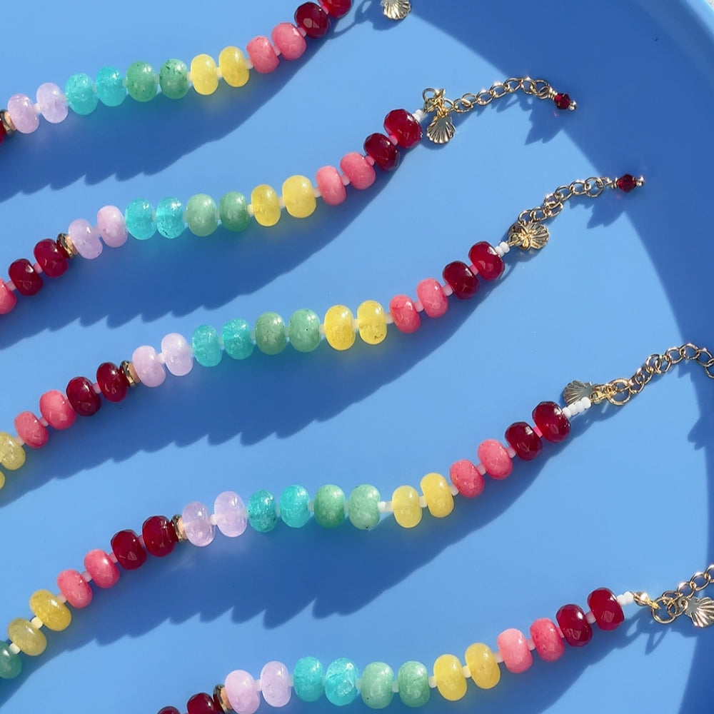 'NEW' RAINBOW CANDY Gemstone Bracelet | Gold