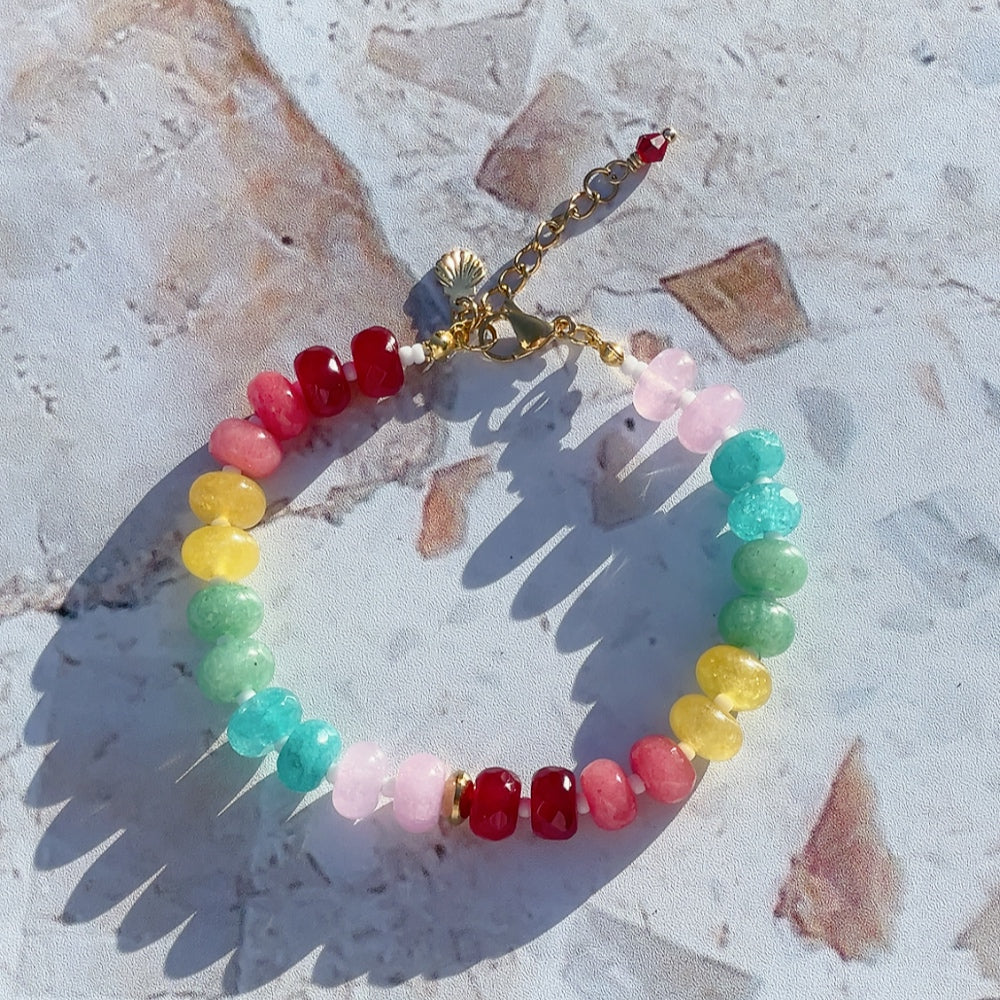 'NEW' RAINBOW CANDY Gemstone Bracelet | Gold