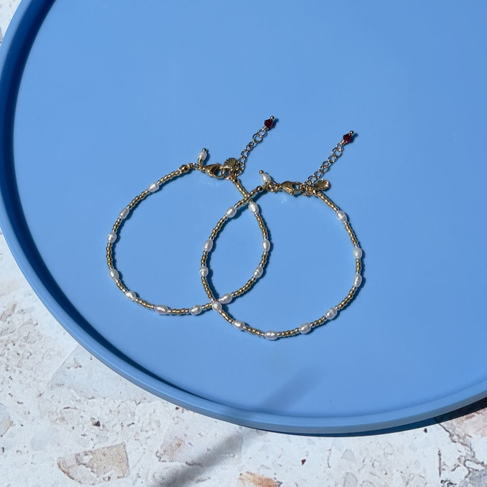 'NEW' PENINA PEARL Beaded Bracelet | Gold