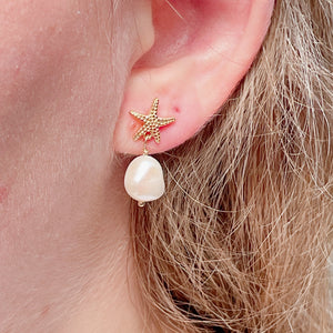 BEACHSIDE Pearl Dangle Studs | Gold & Silver