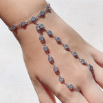 23 Bezel Diamond Chain Finger Bracelet | Sterling Silver