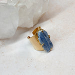 RAW Blue Kyanite Crystal Full Cuff Ring | Gold (Adjustable)