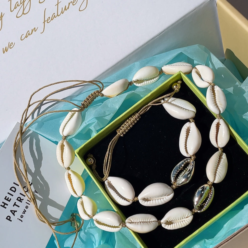 #1 CALYPSO Shell Necklace & Bracelet Set | Gold & Silver