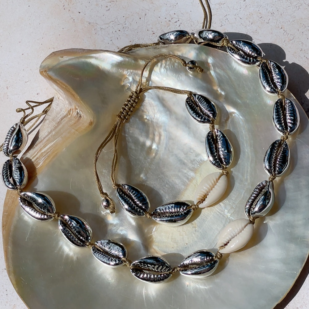 #2 CALYPSO Shell Necklace & Bracelet Set | Gold & Silver