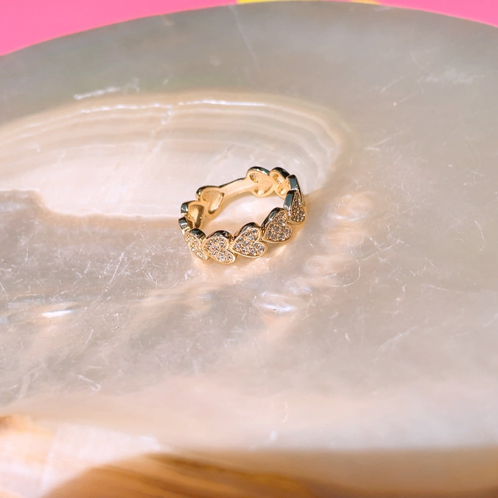 FOREVER Paved Heart Ring | Gold