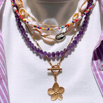 DEEP PURPLE AMETHYST Beaded Gemstone Necklace | Gold | 22.5" | ONE OF A KIND