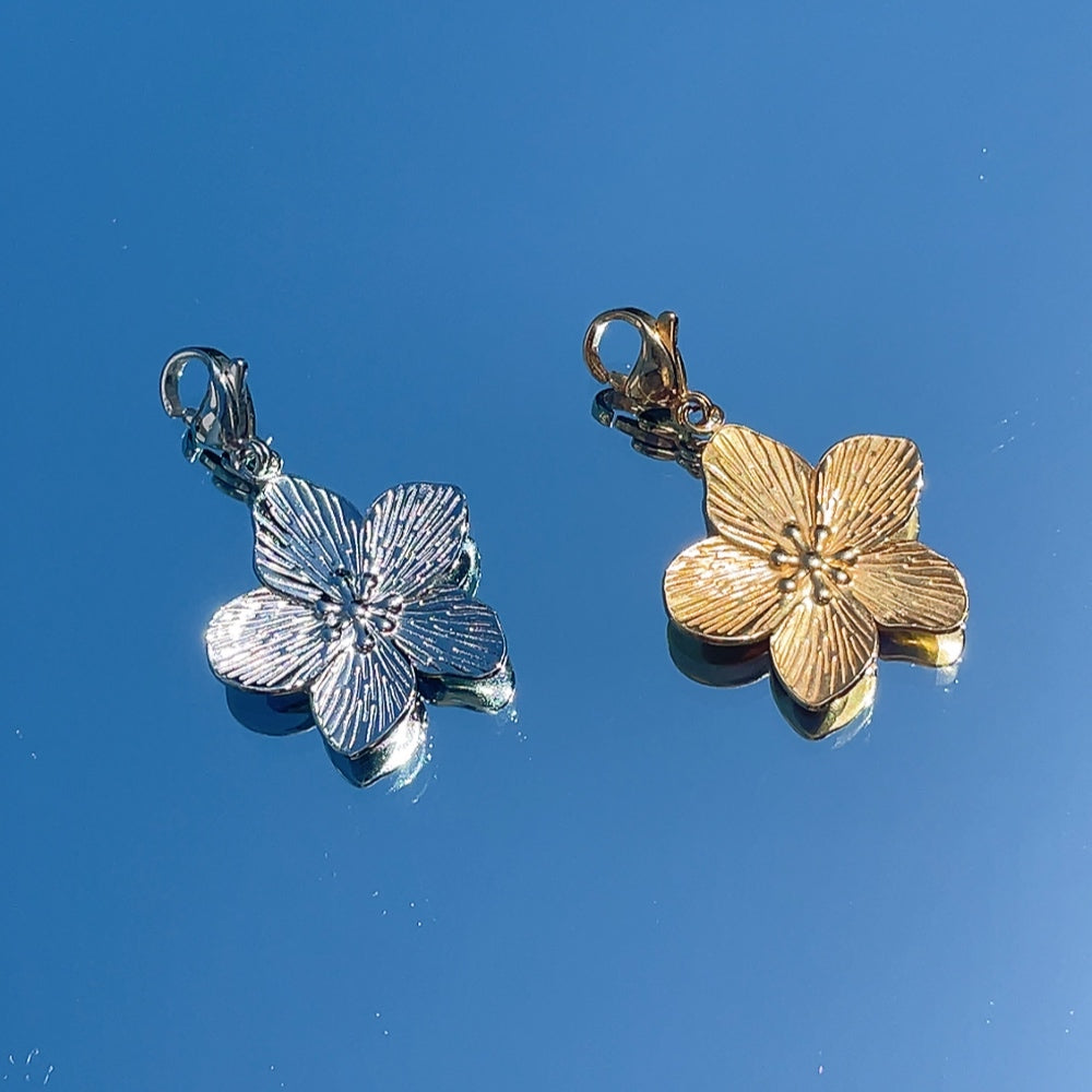 'NEW' TROPICAL FLOWER Charm | Gold & Silver