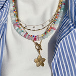 PASTEL CANDY Beaded Gemstone Necklace | Gold | 20.5" | ONE OF A KIND