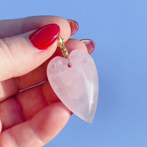 'NEW' PINK QUARTZ GEMSTONE HEART Charm | Gold & Silver