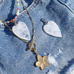 'NEW' CLEAR QUARTZ GEMSTONE HEART Charm | Gold & Silver