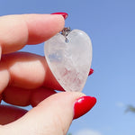 'NEW' CLEAR QUARTZ GEMSTONE HEART Charm | Gold & Silver