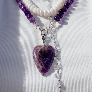 'NEW' PURPLE AMETHYST GEMSTONE HEART Charm | Gold & Silver