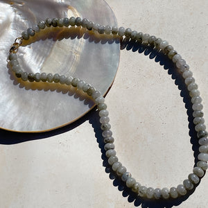 'NEW' PROTECTION Grey Labradorite Beaded Gemstone Necklace | Gold | 20" | ONE OF A KIND