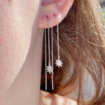 MINI STARBURST Diamond Threader Earrings | Sterling Silver