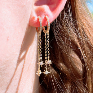 MINI STARBURST Twin Chain Encrusted Hoops | Gold & Silver