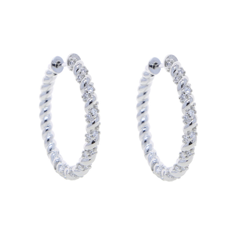 TWISTED Luxury Diamond Hoops (2 in 1) | Silver
