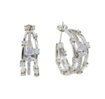 SHARNA Opal & Diamond Hoops | Silver