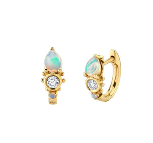 MIA Opal & Diamond Huggies | Gold