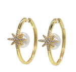 ARISTA Star & Pearl Hoops | Gold