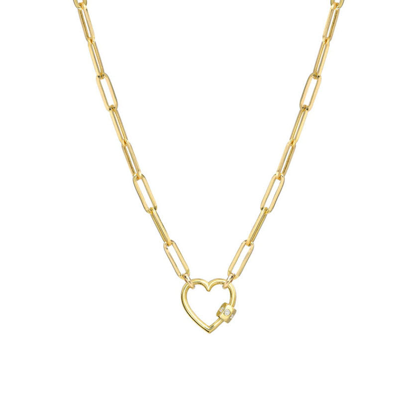 PAPERCLIP DIAMOND HEART Charm Chain | Gold