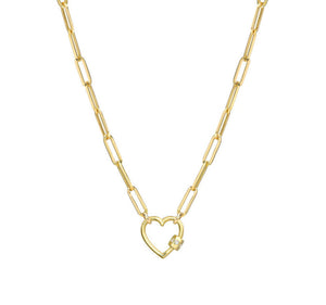 PAPERCLIP DIAMOND HEART Charm Chain | Gold