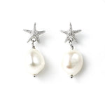 BEACHSIDE Pearl Dangle Studs | Silver