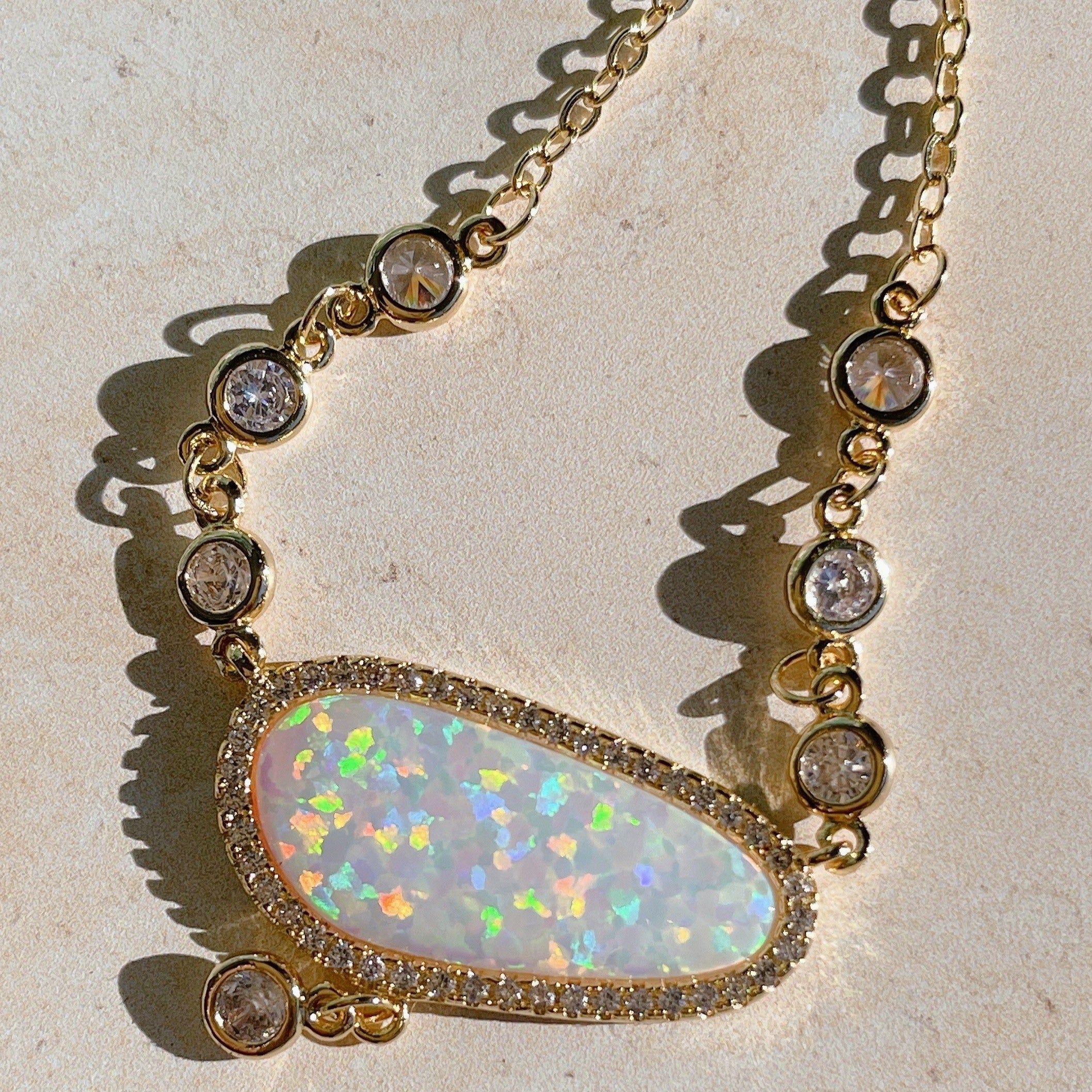 GRACE Fire Opal & Diamond Necklace | Gold