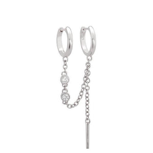 CAPRI TWIN Piercing Chained Hoops | Sterling Silver
