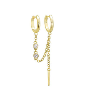 CAPRI TWIN Piercing Chained Hoops | Gold