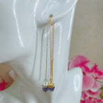 RAW Blue Tanzanite Crystal Threader Earrings | Gold/Sterling Silver