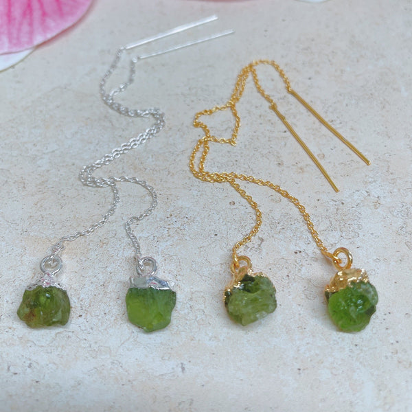 Raw peridot deals earrings