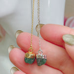 RAW Green Emerald Crystal Threader Earrings | Gold/Sterling Silver